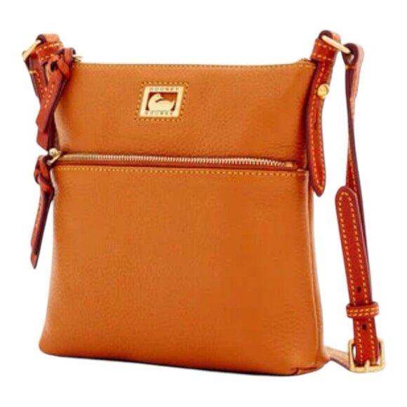 Dooney & Bourke Dillen Letter Carrier Caramel Color Pebbled Leather Lightweight - Picture 2 of 10